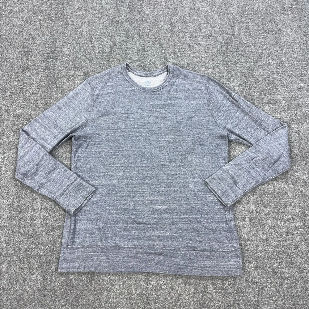 J CREW Sweater Mens Large Gray Crewneck 100% Cotton Knit Lightweight Pullover